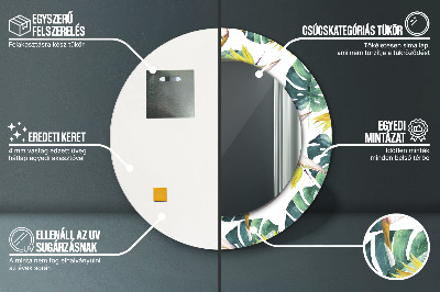 Ronde spiegel met decoratie Tropische bladeren