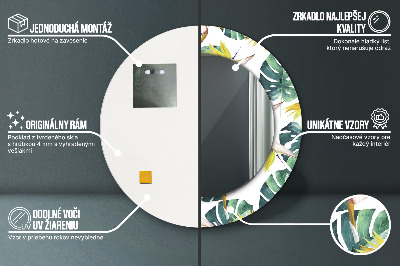 Ronde spiegel met decoratie Tropische bladeren