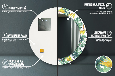 Ronde spiegel met decoratie Tropische bladeren