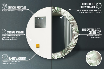 Bedrukte ronde spiegel Aquarelbladeren