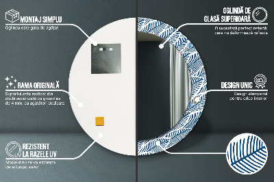 Bedrukte ronde spiegel Bladeren