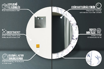 Bedrukte ronde spiegel Kraanvogels