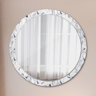 Bedrukte ronde spiegel Kraanvogels