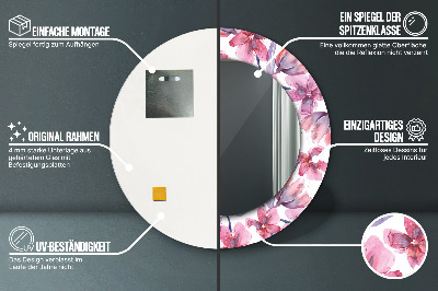 Bedrukte ronde spiegel Aquarelbloemen