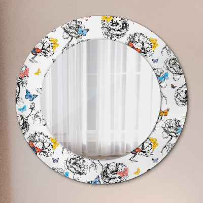 Bedrukte ronde spiegel Vlinder