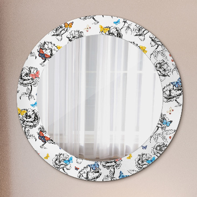 Bedrukte ronde spiegel Vlinder