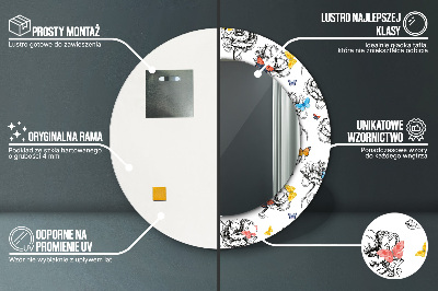 Bedrukte ronde spiegel Vlinder