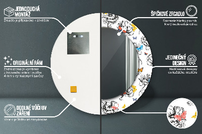 Bedrukte ronde spiegel Vlinder