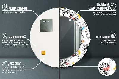 Bedrukte ronde spiegel Vlinder