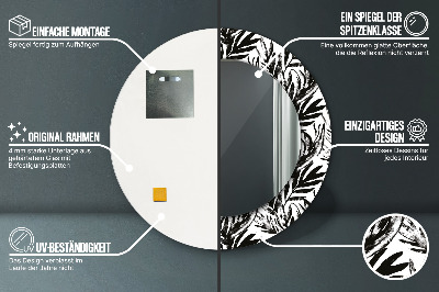 Bedrukte ronde spiegel Monstera