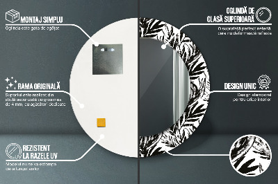 Bedrukte ronde spiegel Monstera