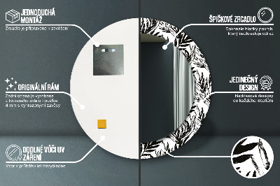 Bedrukte ronde spiegel Monstera