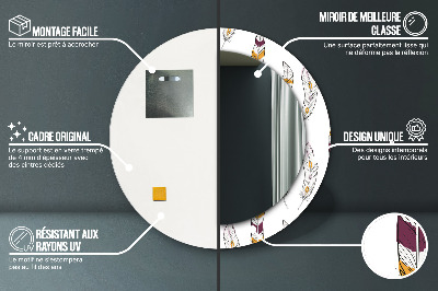 Ronde spiegel met decoratie veren