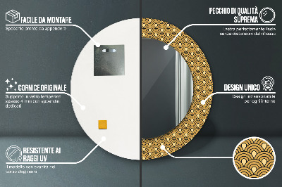 Bedrukte ronde spiegel Deco vintage