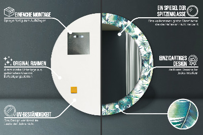 Bedrukte ronde spiegel Bladeren
