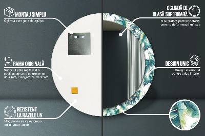 Bedrukte ronde spiegel Bladeren