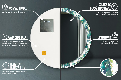 Bedrukte ronde spiegel Bladeren