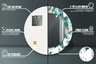 Bedrukte ronde spiegel Bladeren