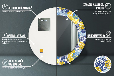 Ronde spiegel met decoratie Blauwe bloemen