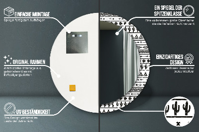 Bedrukte ronde spiegel Boho minimalist