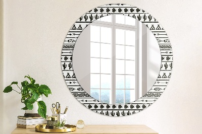 Bedrukte ronde spiegel Boho minimalist