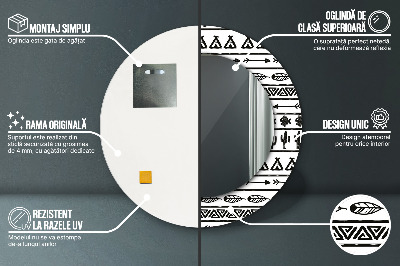 Bedrukte ronde spiegel Boho minimalist