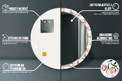 Ronde spiegel met decoratie Pioenroosknoppen