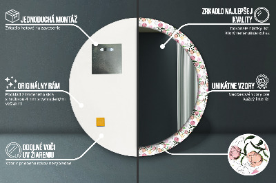 Ronde spiegel met decoratie Pioenroosknoppen