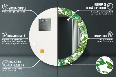 Bedrukte ronde spiegel Junglebladeren