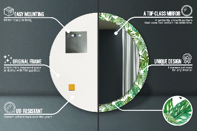 Bedrukte ronde spiegel Junglebladeren