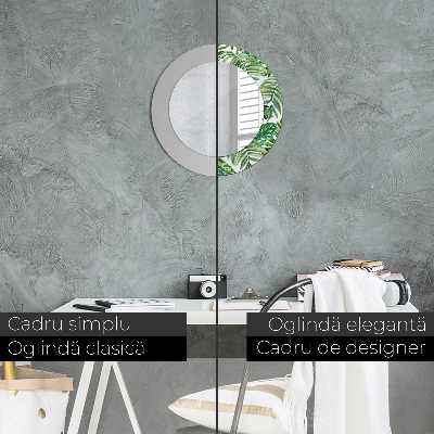 Bedrukte ronde spiegel Junglebladeren