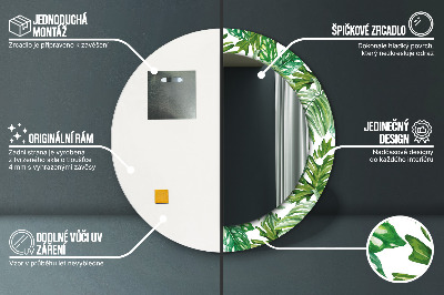 Bedrukte ronde spiegel Junglebladeren