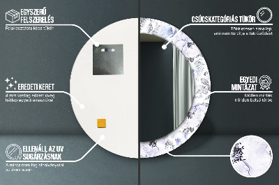 Ronde spiegel met decoratie Blauwe rozen