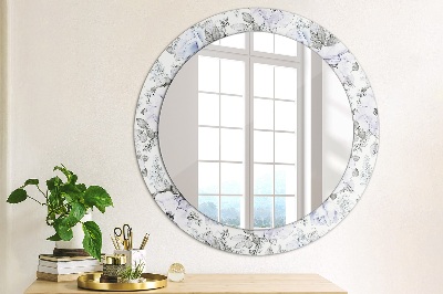 Ronde spiegel met decoratie Blauwe rozen