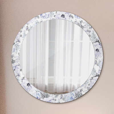 Ronde spiegel met decoratie Blauwe rozen