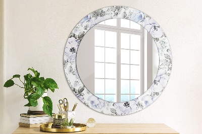 Ronde spiegel met decoratie Blauwe rozen