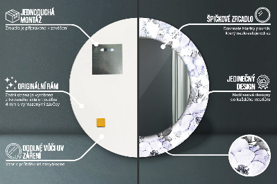 Ronde spiegel met decoratie Blauwe rozen