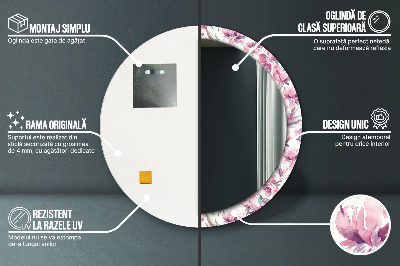 Bedrukte ronde spiegel Pioenrozen