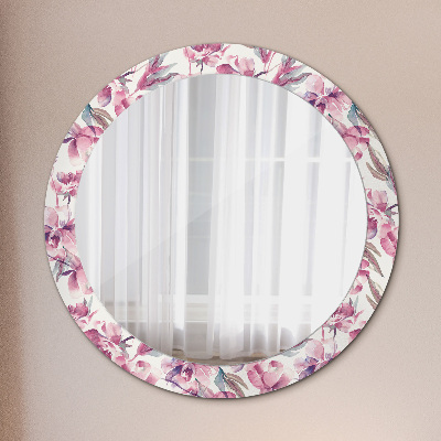 Bedrukte ronde spiegel Pioenrozen