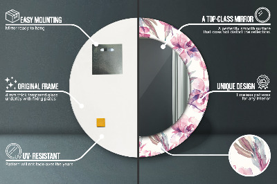 Bedrukte ronde spiegel Pioenrozen