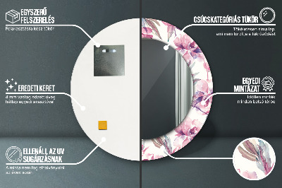 Bedrukte ronde spiegel Pioenrozen