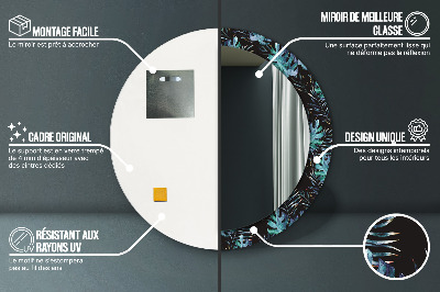 Ronde spiegel met decoratie Exotische bladeren
