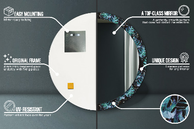 Ronde spiegel met decoratie Exotische bladeren