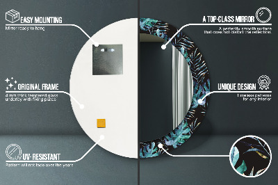 Ronde spiegel met decoratie Exotische bladeren