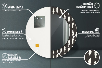 Bedrukte ronde spiegel veren