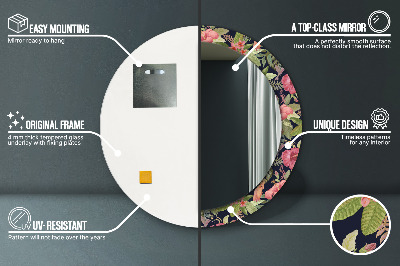 Ronde spiegel met decoratie Hibiscusbloemen