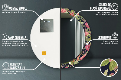 Ronde spiegel met decoratie Hibiscusbloemen