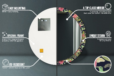 Ronde spiegel met decoratie Hibiscusbloemen