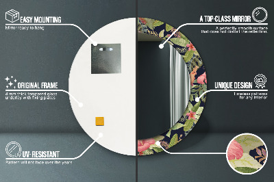 Ronde spiegel met decoratie Hibiscusbloemen