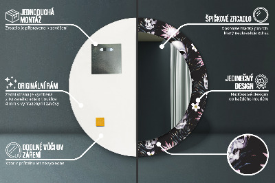 Bedrukte ronde spiegel Schedelbloemen